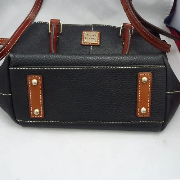 Dooney and Bourke Pebble Black Brown Chelsea Shopper leather Satchel Tote Bag